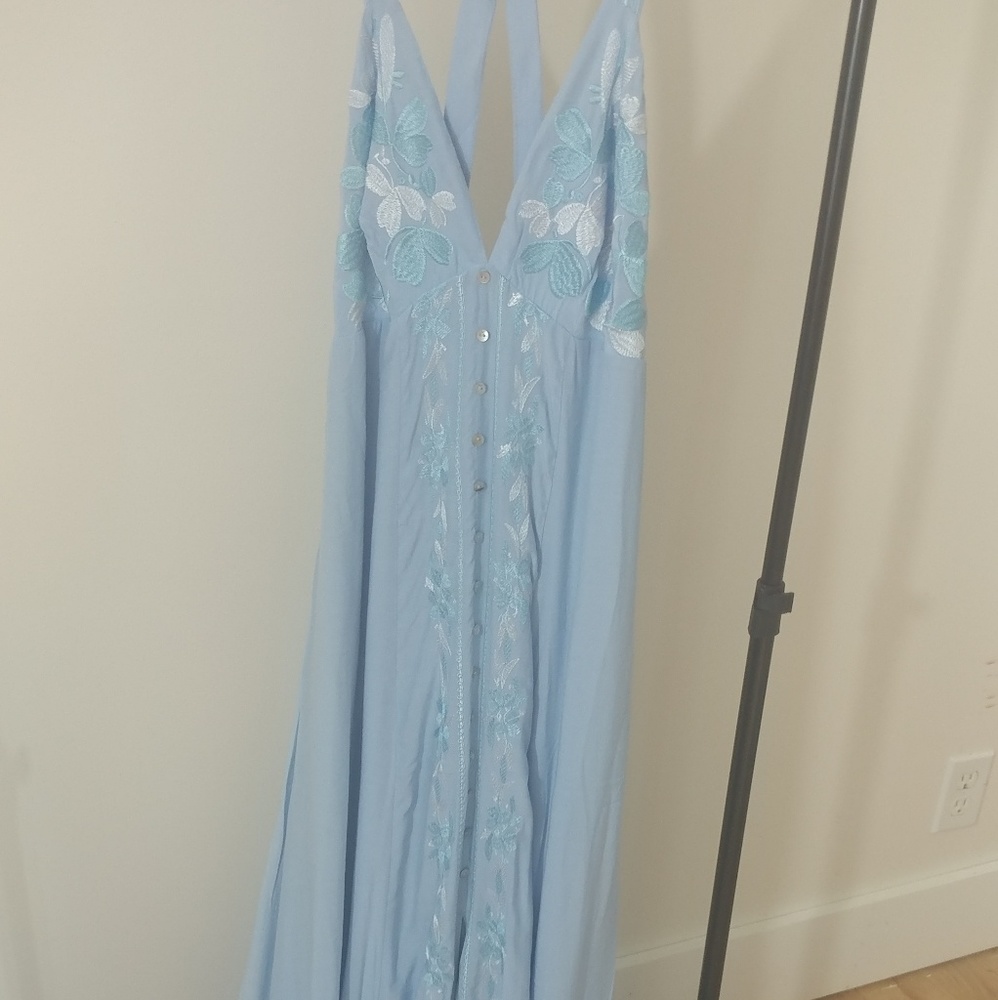 2/$40 2 left! Blue flowy embroidered maxi low cut - Picture 5 of 7
